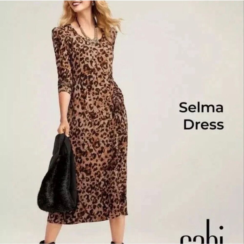 CAbi #4216 SELMA Leopard‎ Print Dress MEDIUM